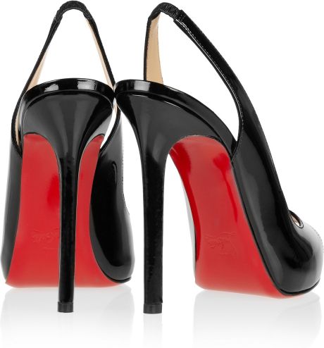 Christian Louboutin Patent Leather Slingbacks in Black | Lyst