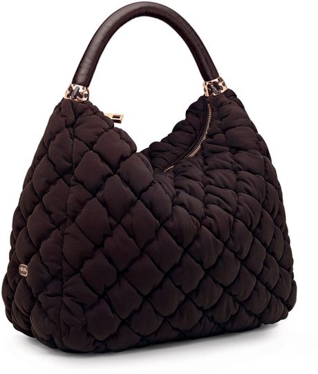 Folli Follie Quilted Hobo Bag in Brown | Lyst