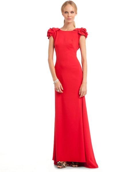Js Collections Lea Red Rose Cap Sleeve Dress in Red | Lyst