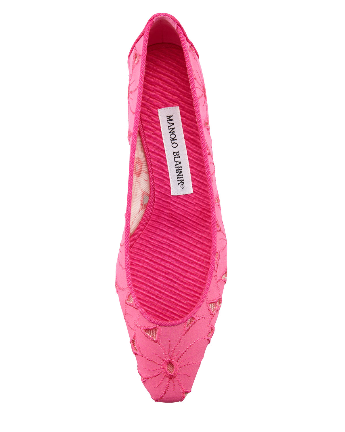 Lyst - Manolo Blahnik Leela Linen Eyelet Ballerina Flat in Pink