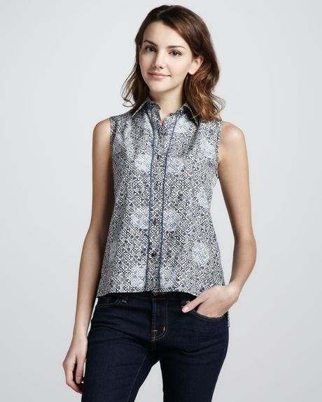Marc By Marc Jacobs Jamie Dot Printed Sleeveless Blouse in Gray (ink ...