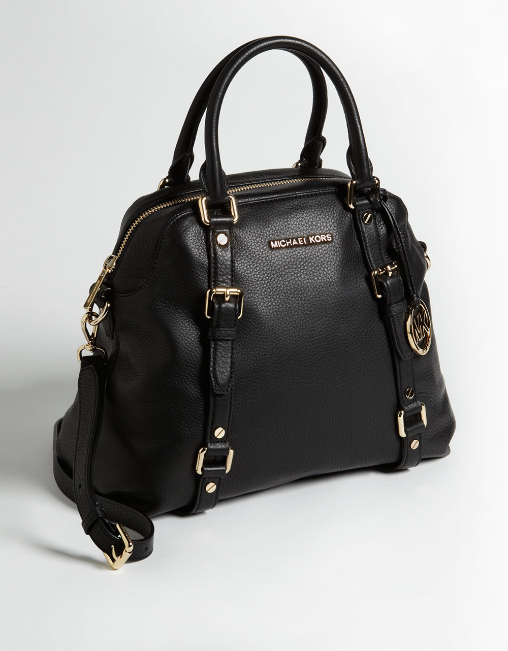 Lyst Michael Kors Bedford Leather Bowling Satchel Bag In Black Gallery