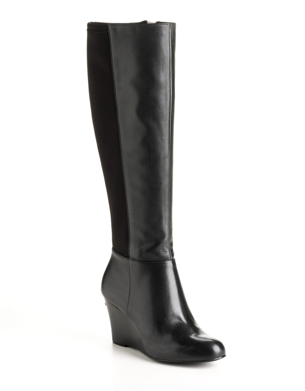 Michael Michael Kors Bromley Leather Wedge Boots in Black | Lyst
