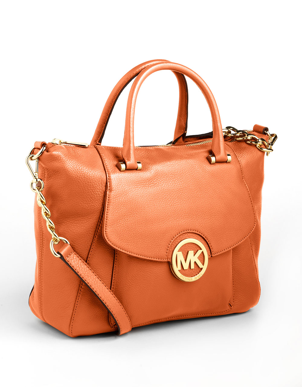 Michael Michael Kors Fulton Leather Satchel Bag in Orange (tangerine ...