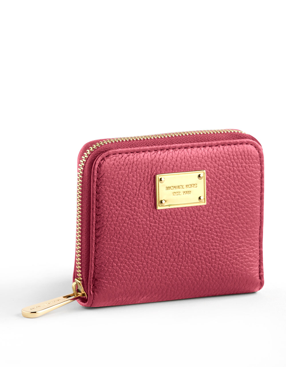 Lyst - Michael michael kors Small Zip Around Leather Wallet in Red