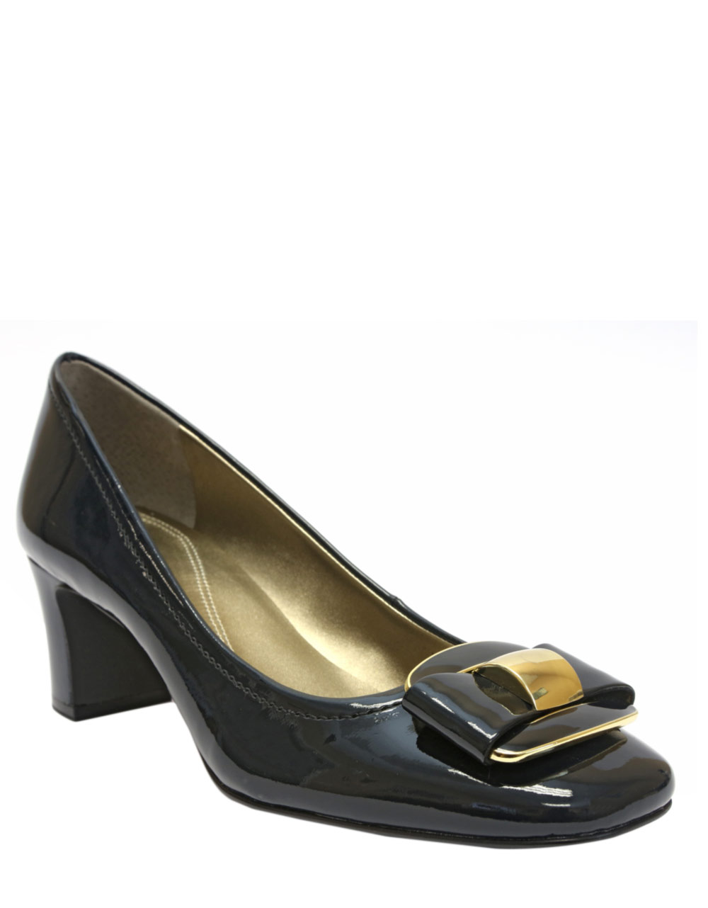 Tahari Sylvan Patent Leather Square Toe Pumps in (navy patent) | Lyst