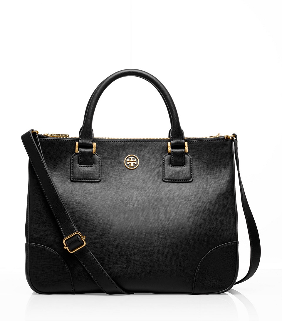 Lyst - Tory Burch Robinson Double Zip Tote in Black