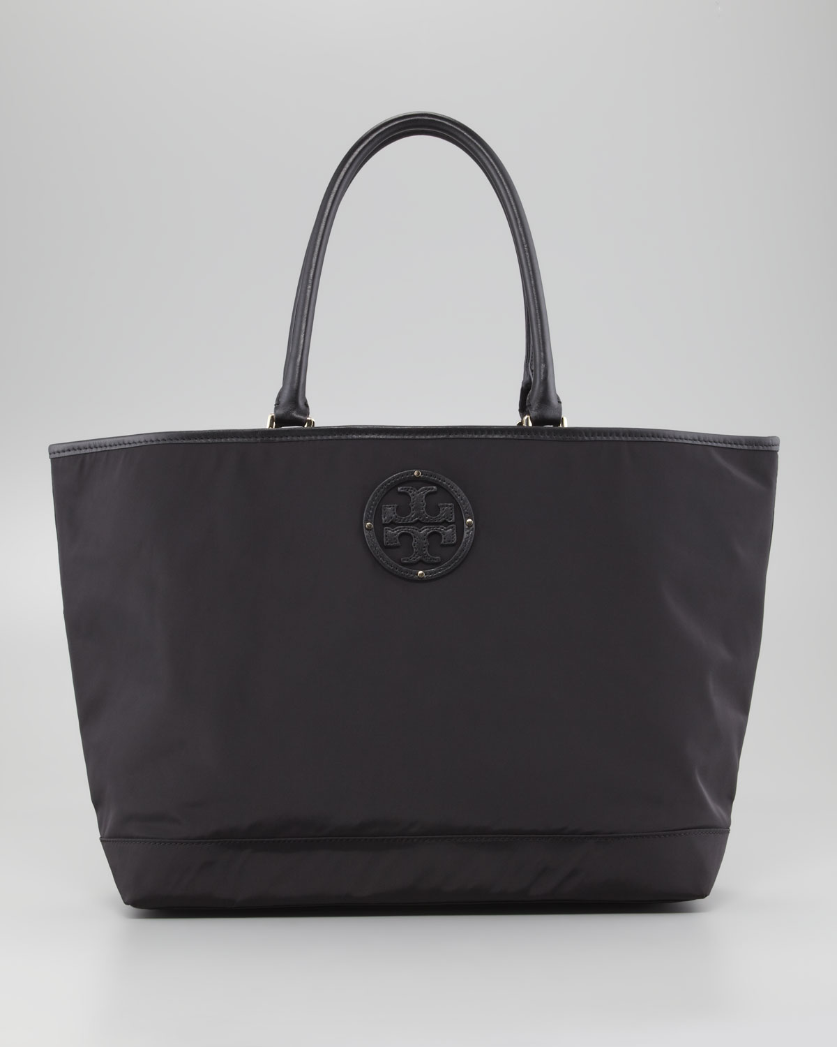 Tory Burch Stacked Logo Tech-fabric Tote Bag in Black | Lyst