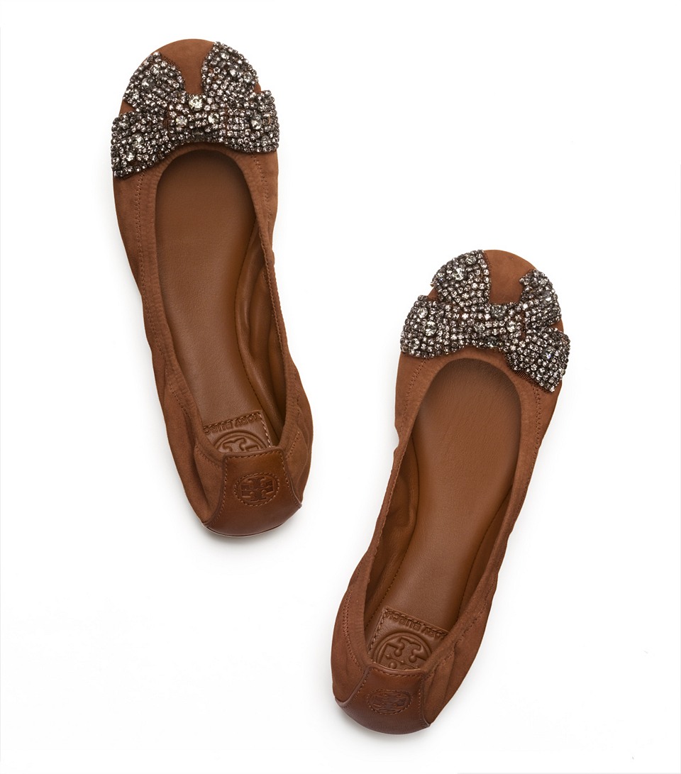 brown leather tory burch flats