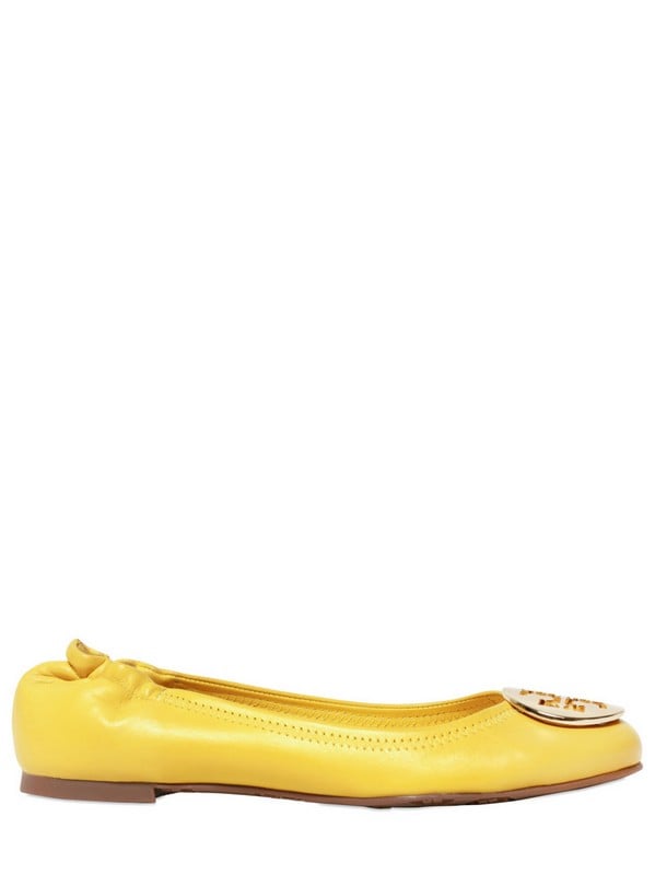 Tory Burch 10mm Patent Reva Logo Ballerina Flats in Yellow | Lyst