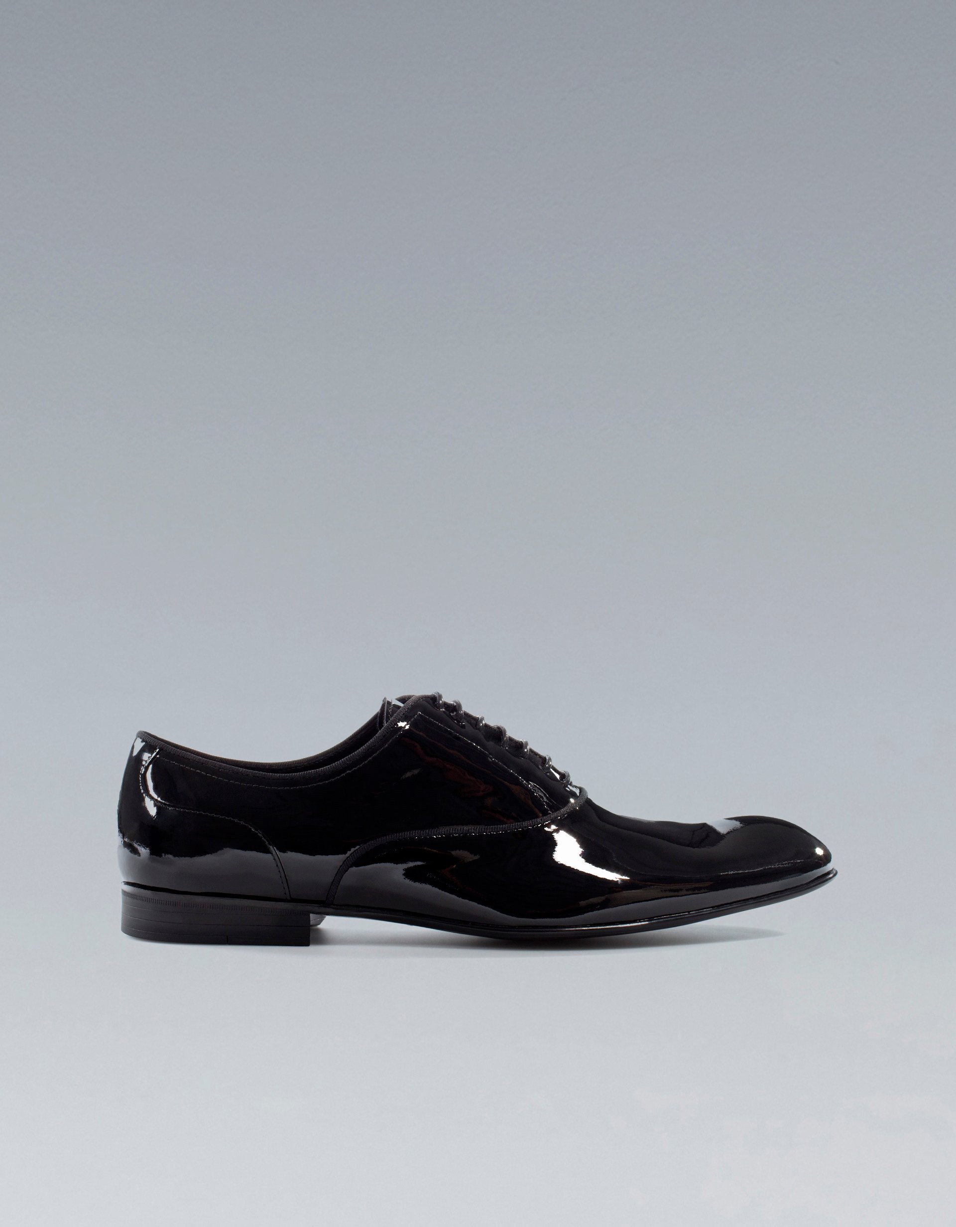 Zara Asymmetric Patent Leather Oxford Shoe in Black for Men | Lyst