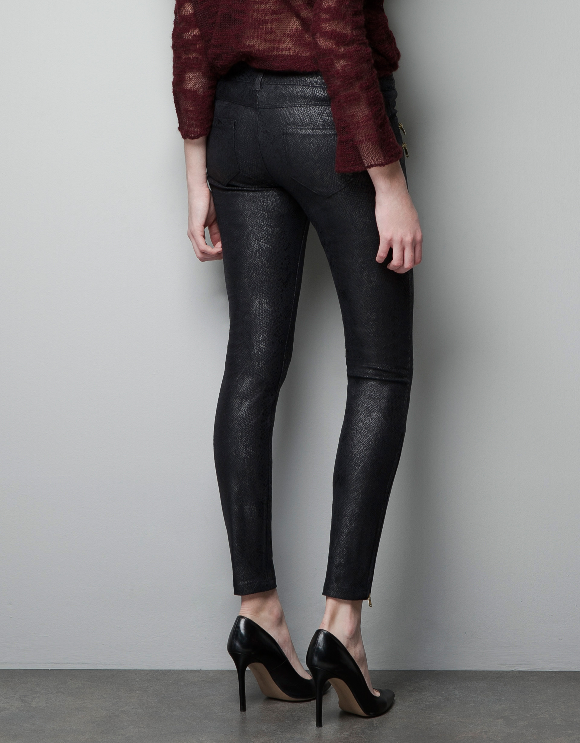 snake print jeans zara