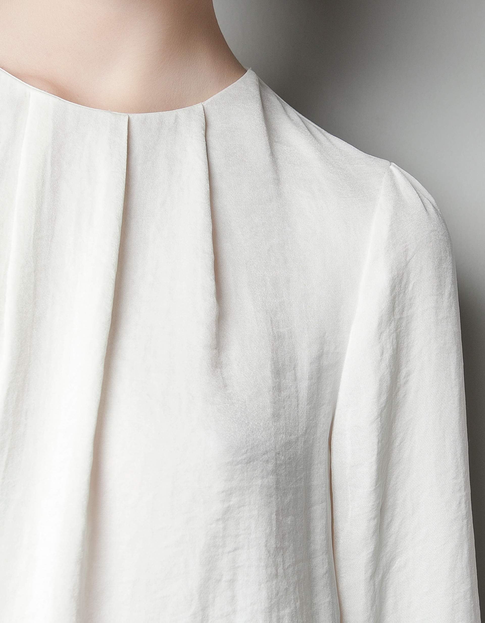 Zara Pleated Blouse in White | Lyst