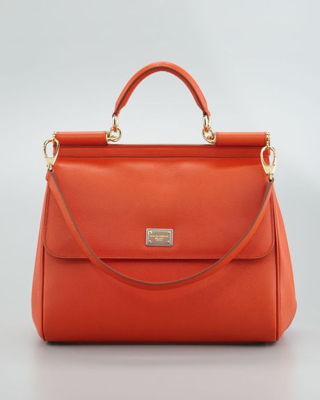 Dolce & Gabbana New Miss Sicily Leather Handbag in Orange | Lyst