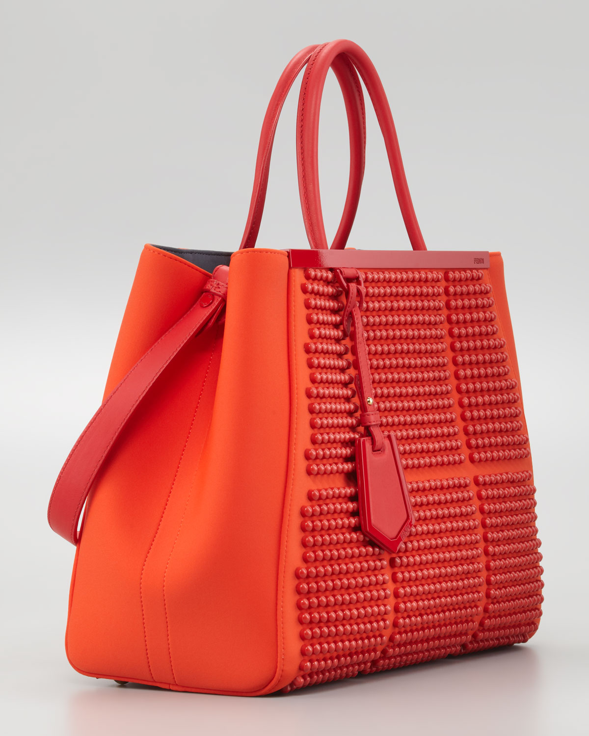 Fendi 2jours Studded Neoprene Medium Tote Bag in Red Lyst