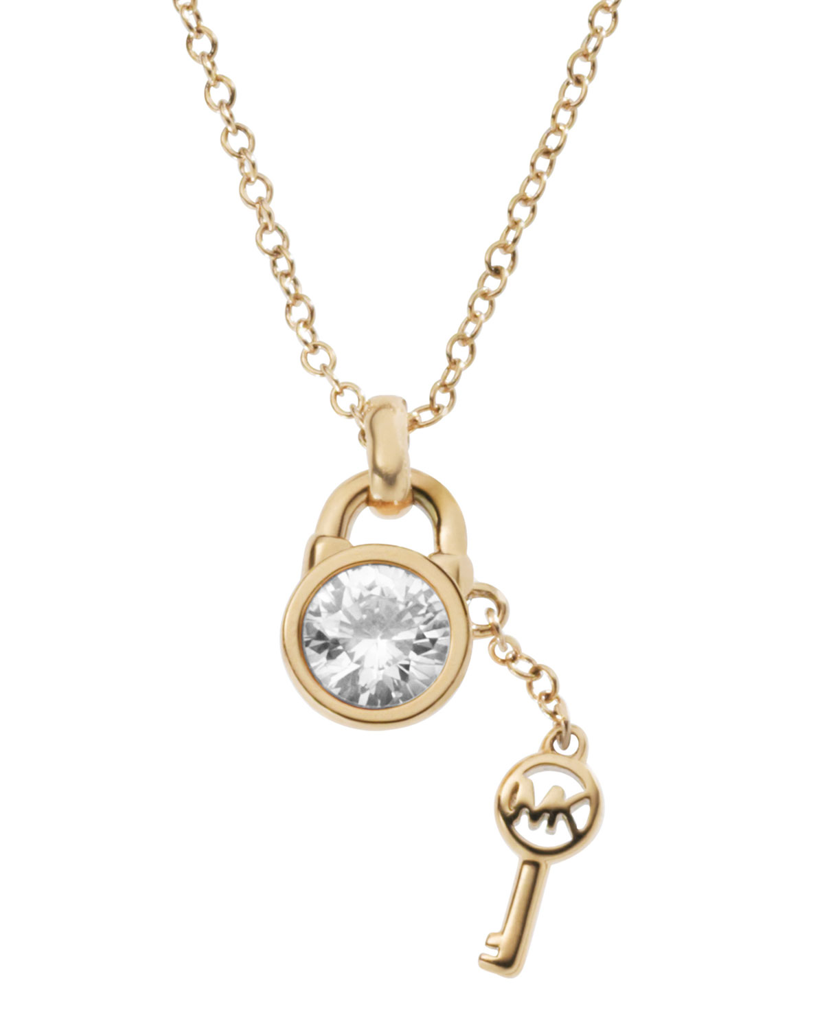 Michael kors Padlock Key Charm Necklace in Metallic Lyst