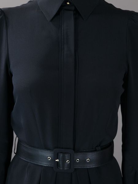 Givenchy Long Belted Shirt Dress in Black | Lyst