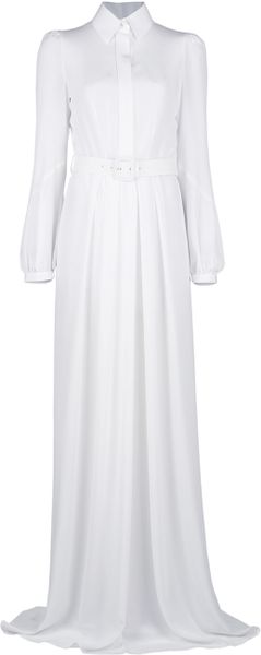 Givenchy Belted Full Length Dress in White | Lyst