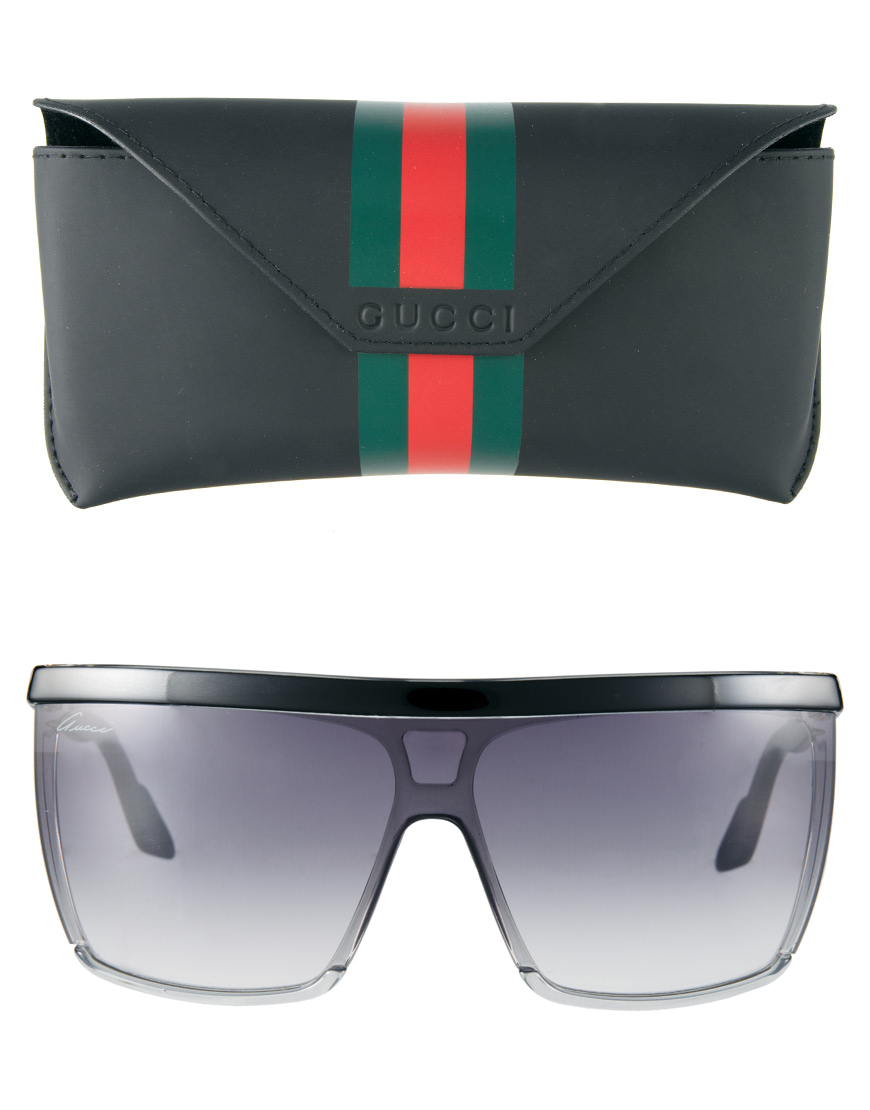 Lyst Gucci Black and Grey Visor Sunglasses in Black