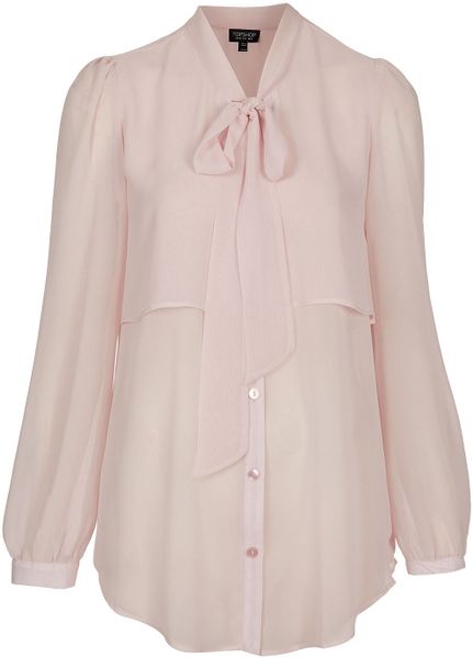 Topshop Cape Pussybow Blouse in Pink (light pink) | Lyst