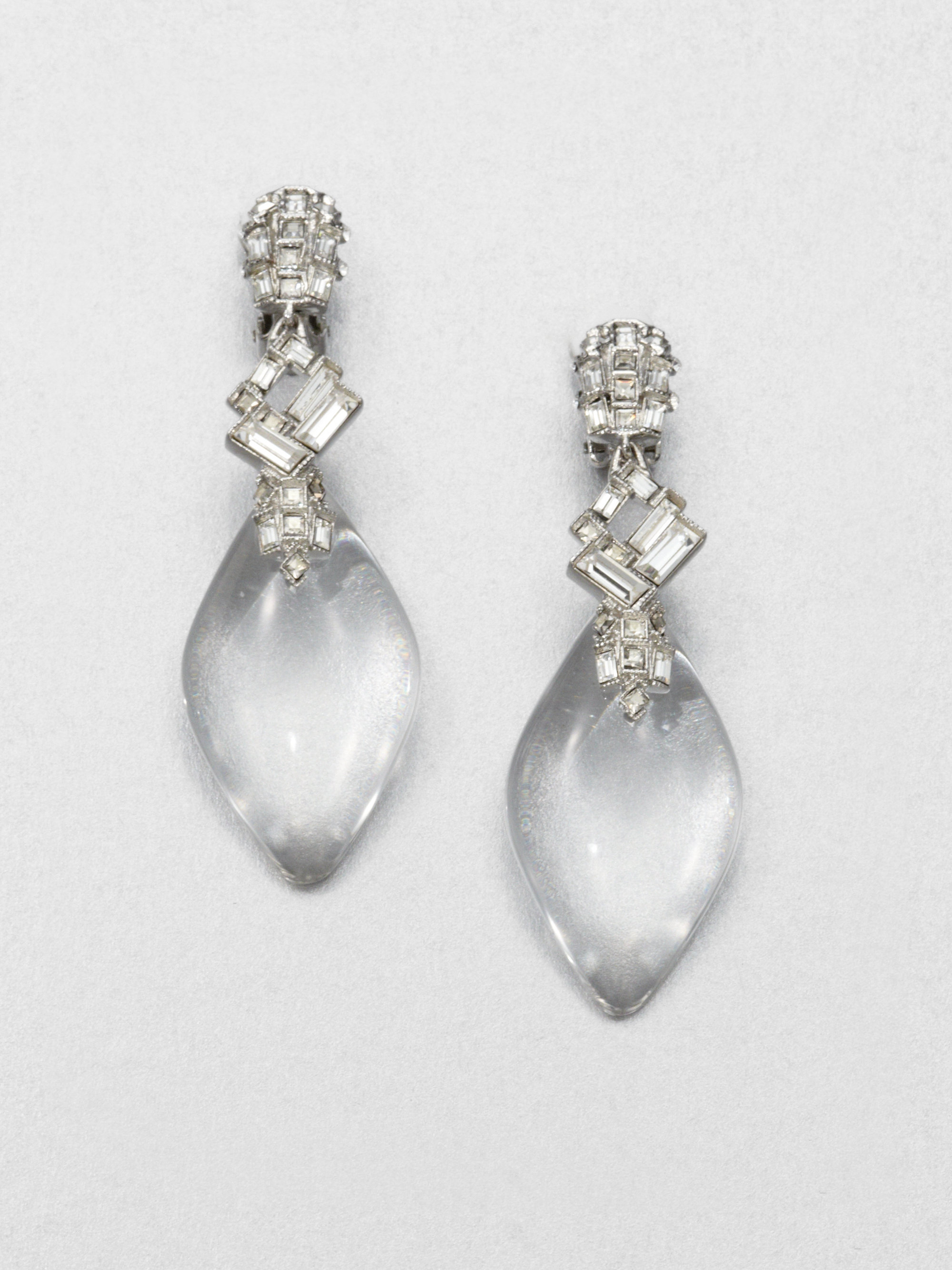 Lyst Alexis Bittar Lucite Swarovski Crystal Clipon Drop Earrings Gallery
