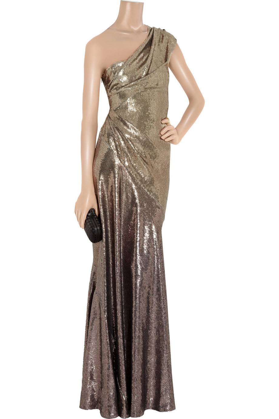 Donna karan One-shoulder Ombre Sequin Gown in Metallic | Lyst