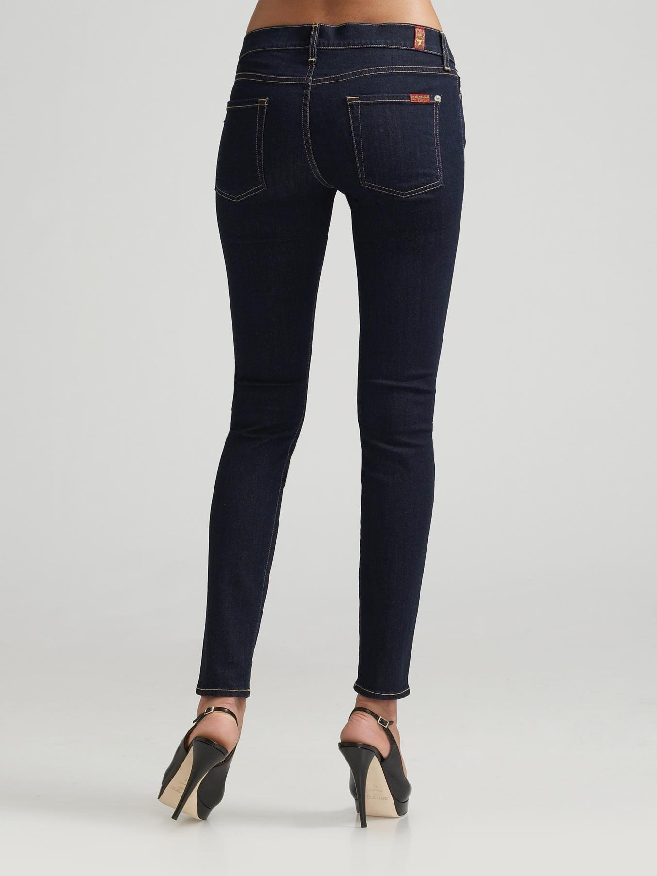 7 for all mankind The Skinny Jeans in Blue | Lyst