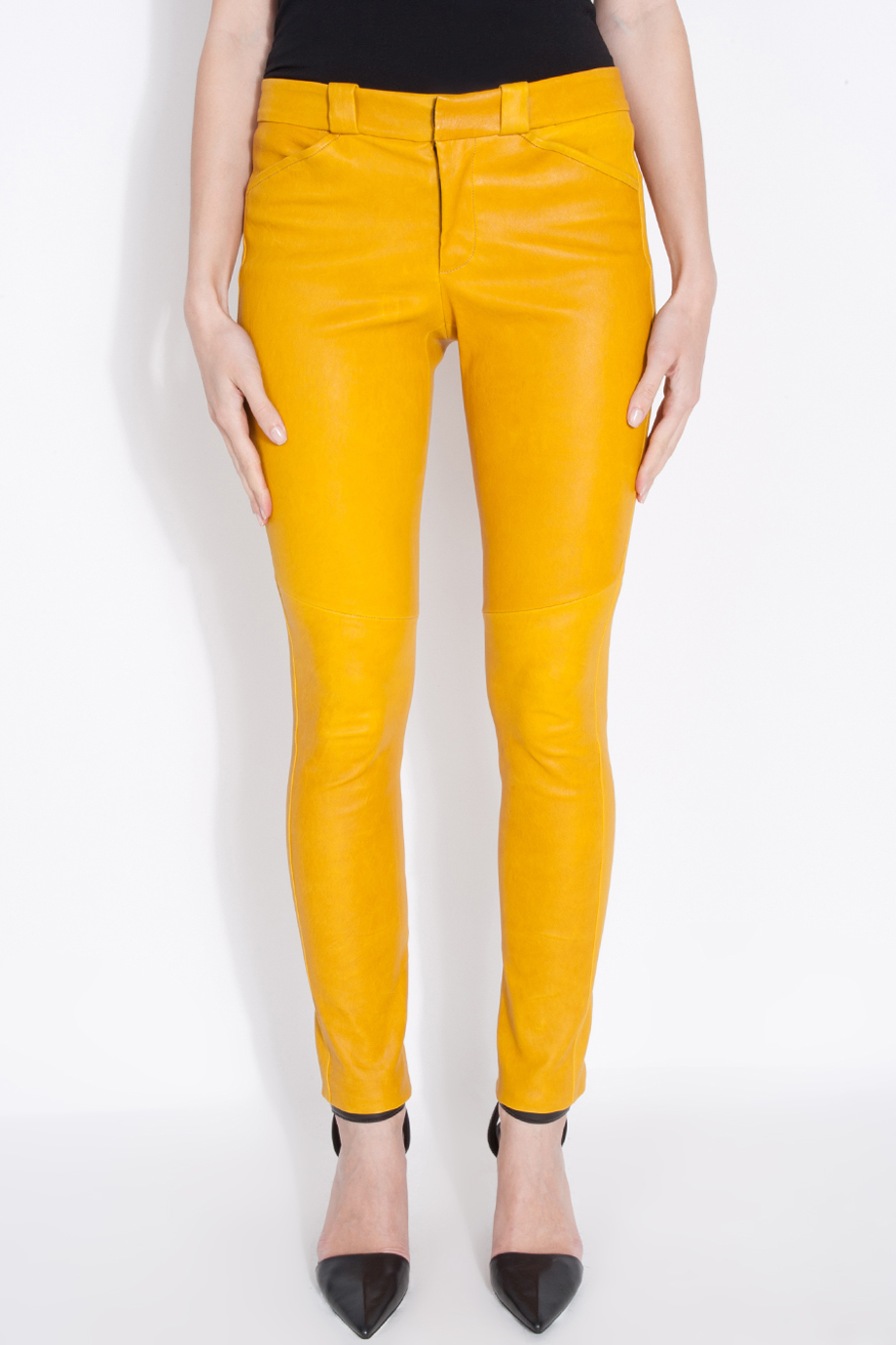 Lyst - A.L.C. Stretch Leather Pants in Yellow