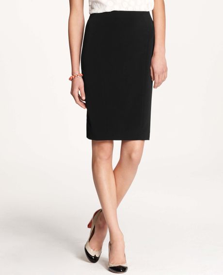 Ann Taylor Triacetate Verve Long Skirt in Black | Lyst