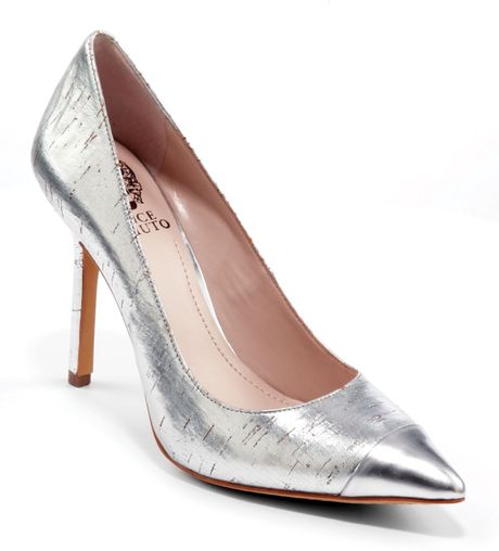 Vince Camuto Pointed Toe Cap Toe Pumps Harty2 High Heel in Silver | Lyst