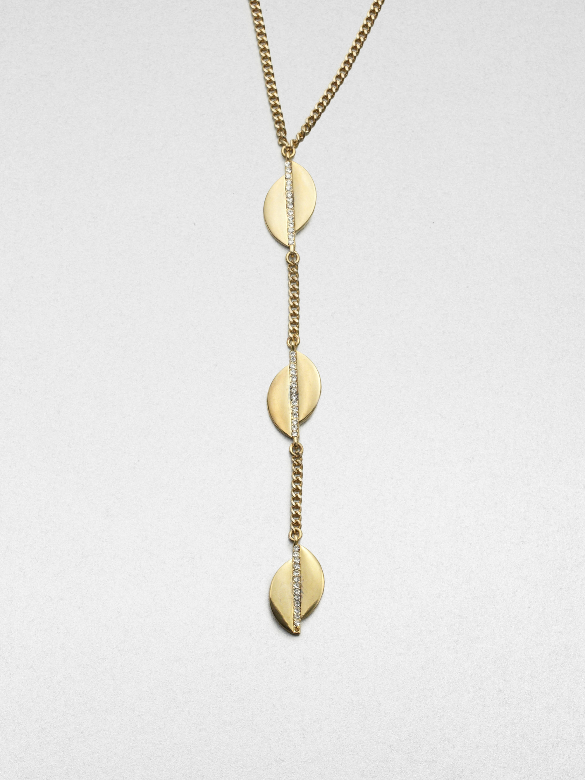 Abs By Allen Schwartz Triple Leaf Pendant Necklace in Gold