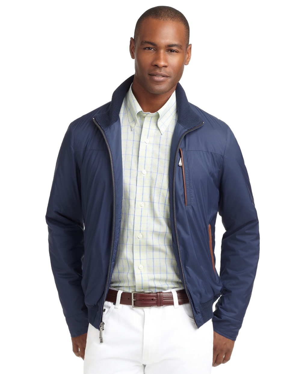 Lyst - Brooks Brothers Knit Tipped Bomber Jacket in Blue for Men