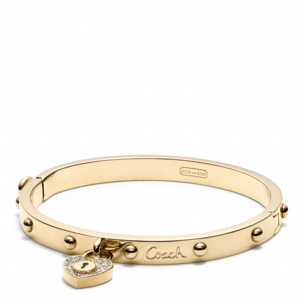 Lyst Coach Pave Lock Heart Hinged Bangle In Metallic Gallery