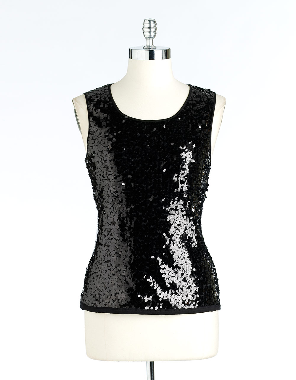 DKNY Sequin Tank Top in Black - Lyst