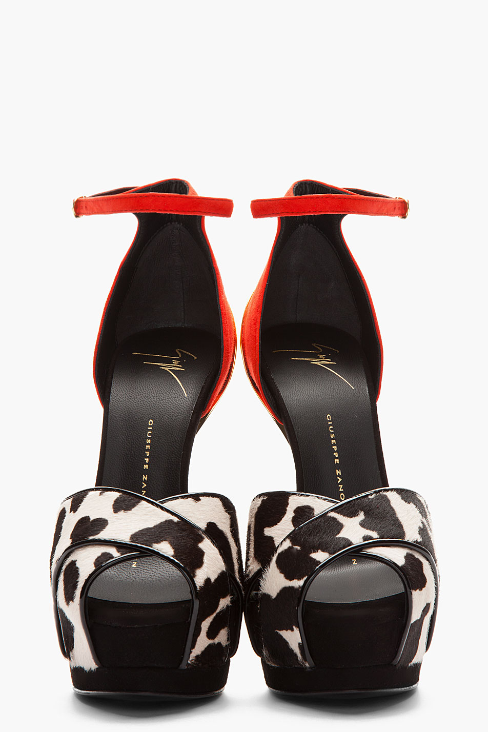 Giuseppe Zanotti Ponyhair and Gold Jake Platform Heels in Red - Lyst