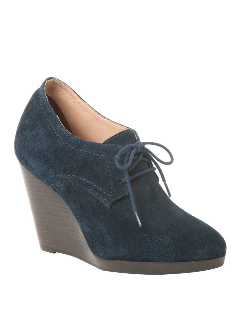 Lyst - Jack rogers Pima Suede Lace-up Wedge Booties in Blue