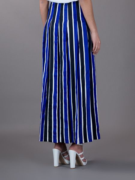 Marni Striped Long Skirt in Blue | Lyst