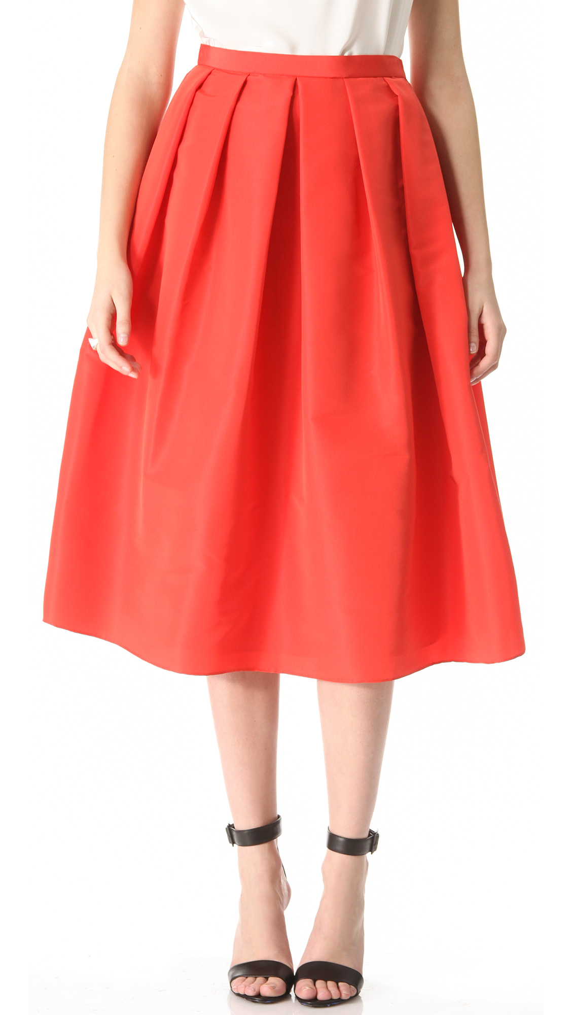 Tibi Silk Faille Skirt in Red | Lyst