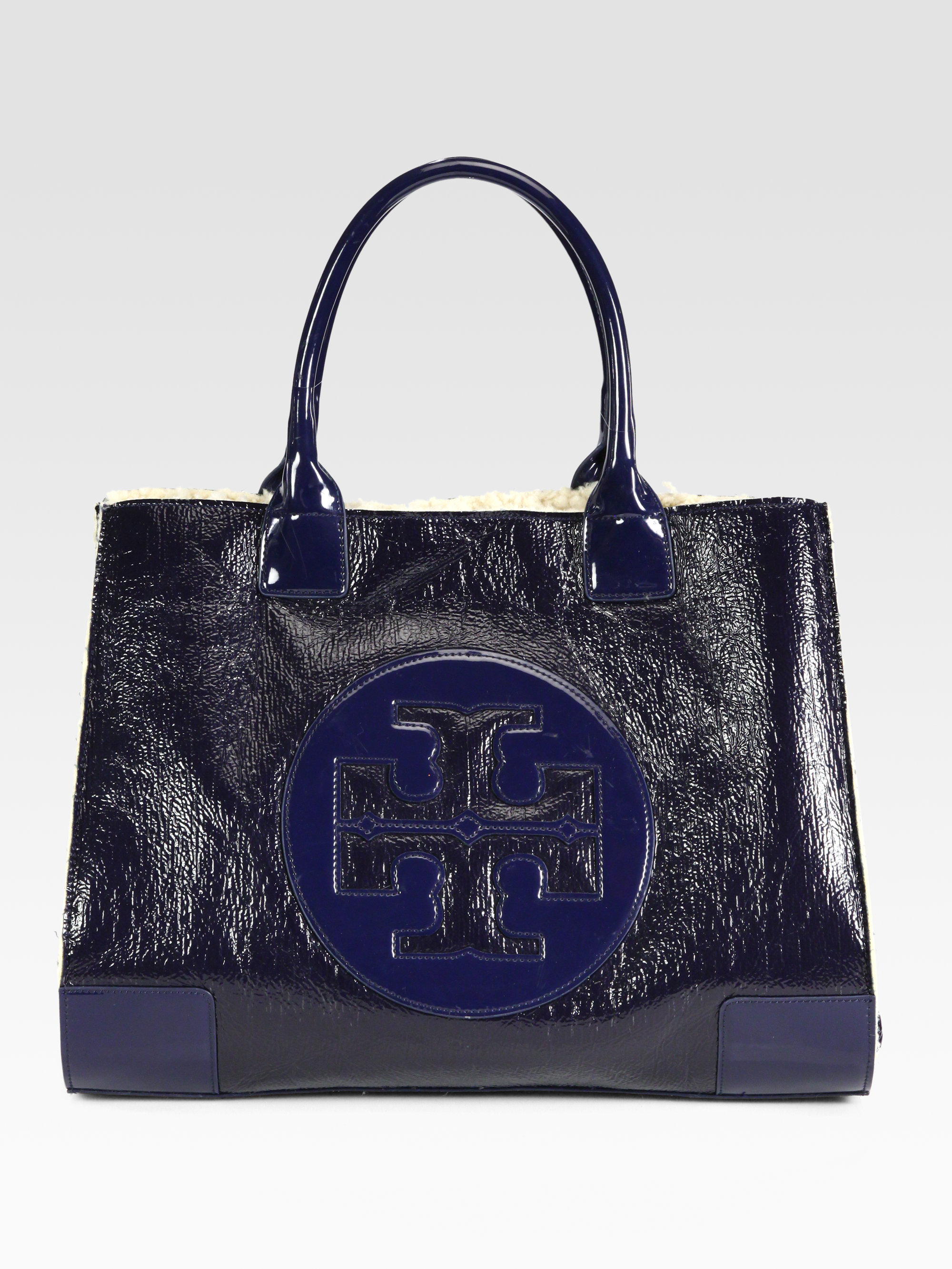 Lyst - Tory Burch Normandy Embossed Patent Leather Ella Tote in Blue