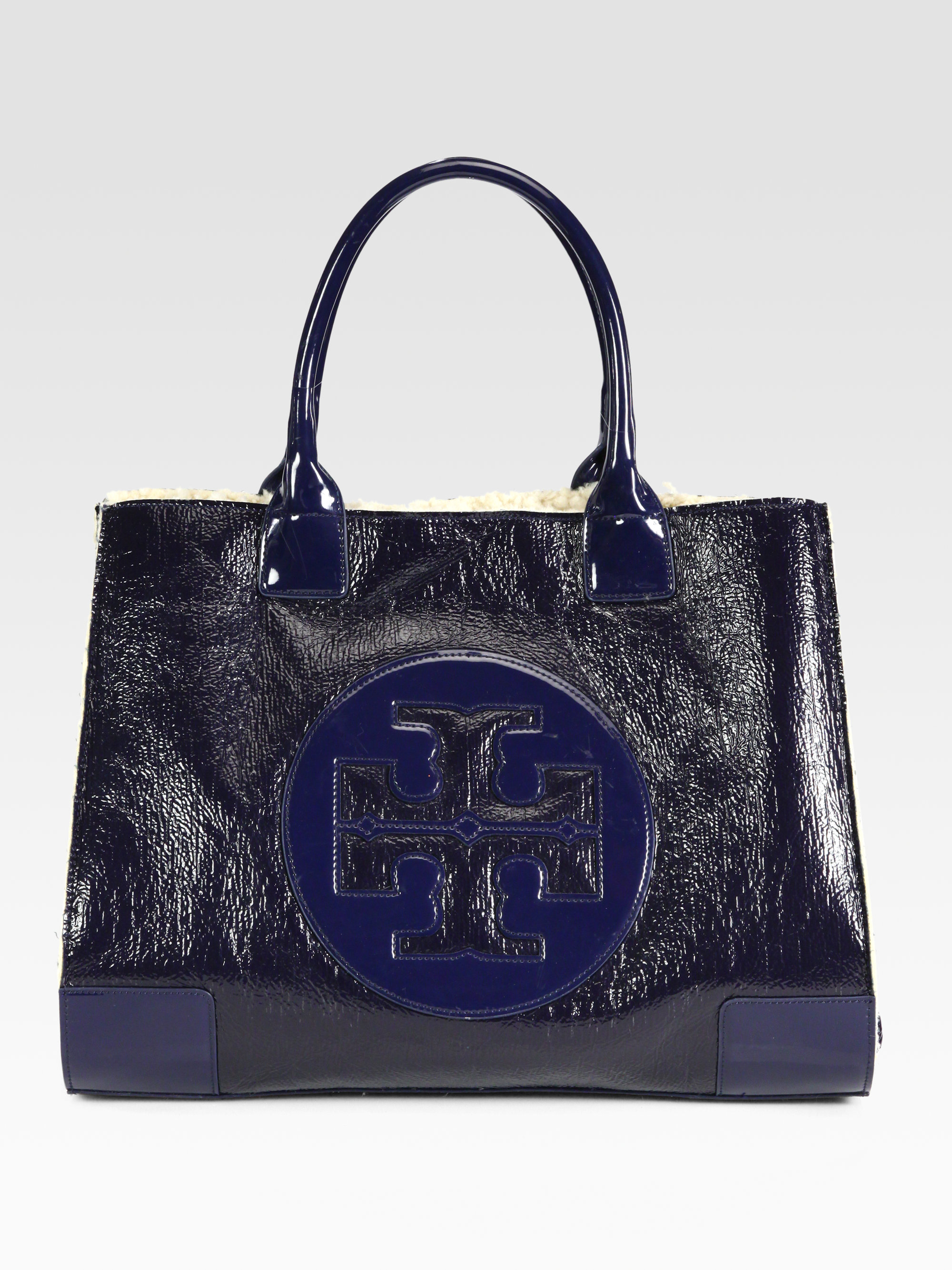 Lyst Tory Burch Normandy Embossed Patent Leather Ella Tote in Blue