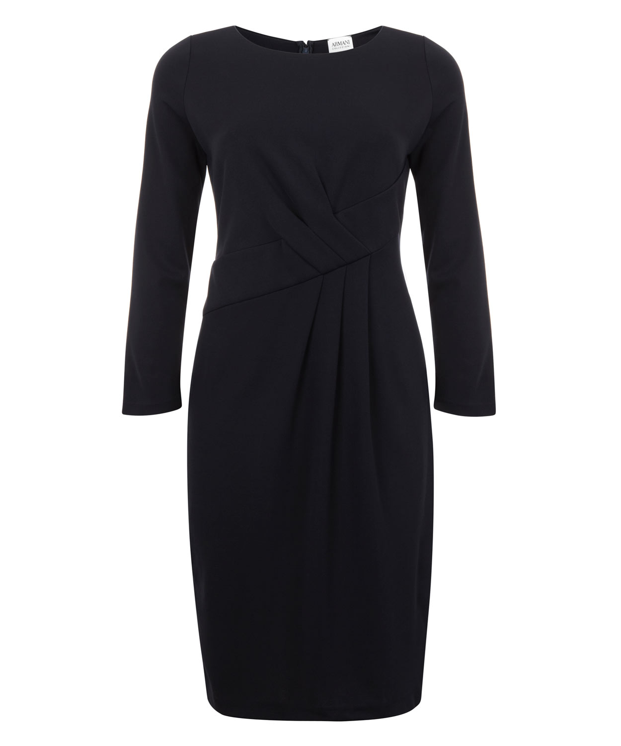 Armani Long Sleeve Ruched Jersey Dress in Blue (navy) | Lyst