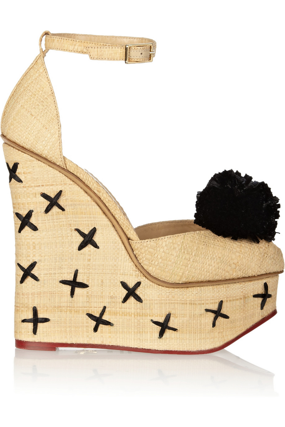 Charlotte olympia Melody Raffia Platform Wedge in Natural Lyst