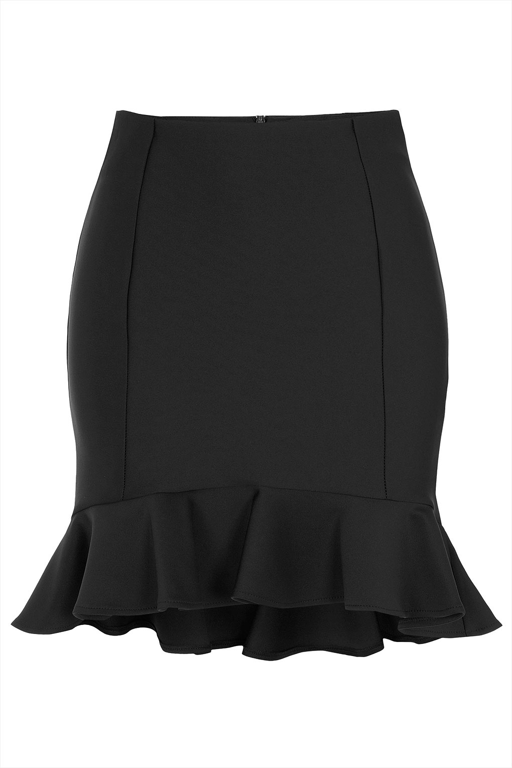 Topshop Black Ruffle Hem Skirt in Black | Lyst
