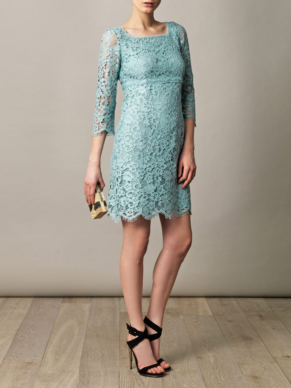 Lyst - Dolce & Gabbana Lace Mini Dress in Blue