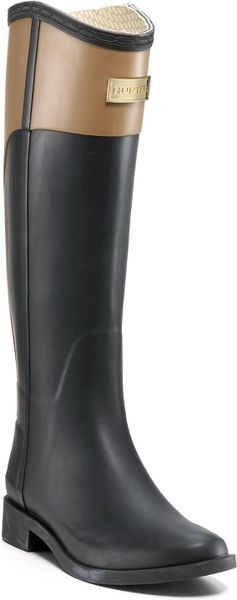 Hunter Rain Boots Cece Logo Riding Boots in Black (black café) | Lyst