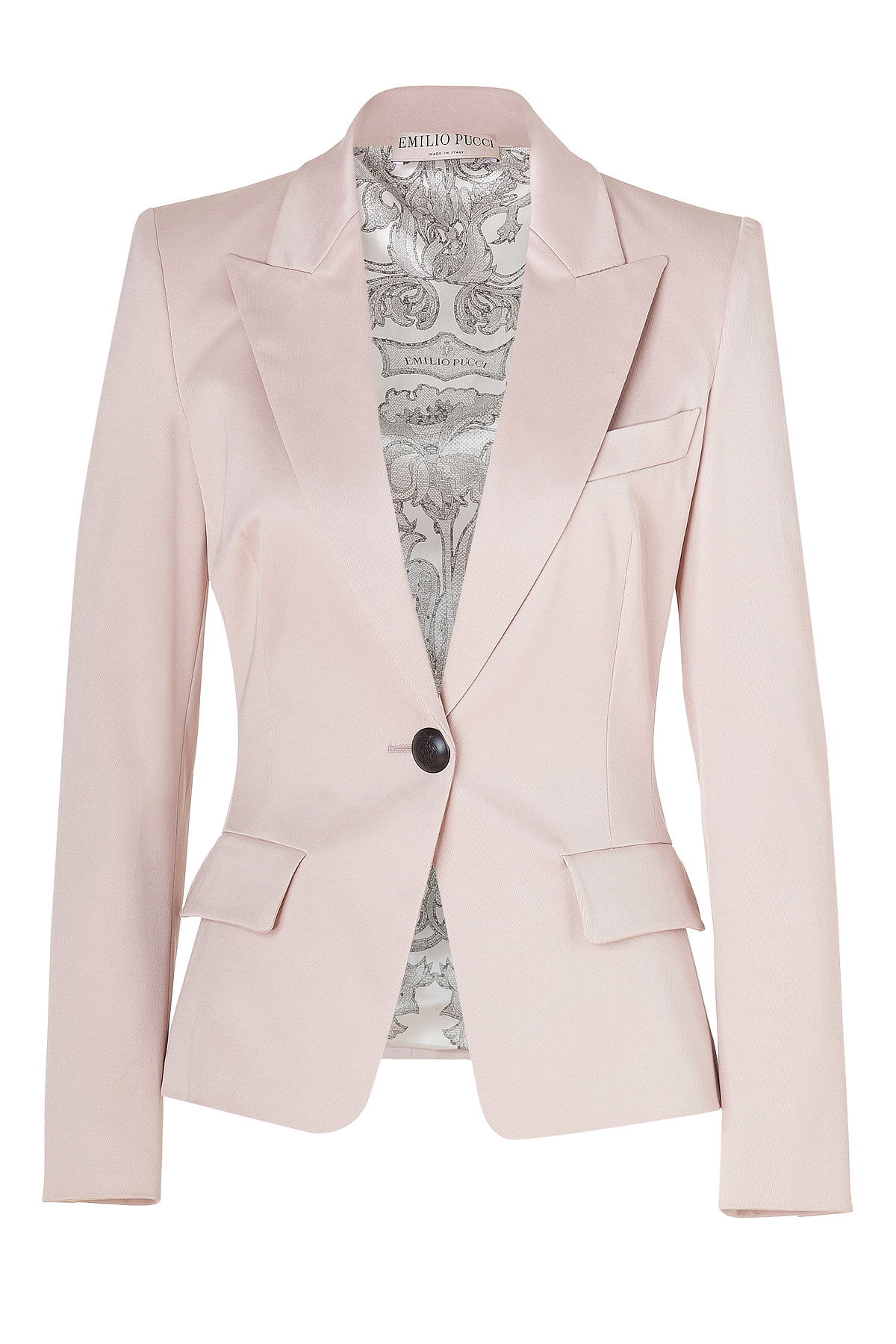Emilio Pucci Blush One Button Stretch Cotton Blazer in Pink (blush) | Lyst