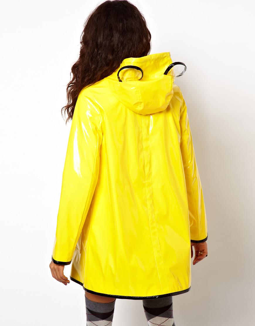 Lyst - Asos Rain Trench with Ears in Yellow