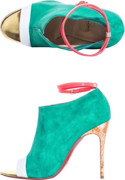 Christian Louboutin Diptic 100mm Suede Shoes in Green (turquoise) | Lyst