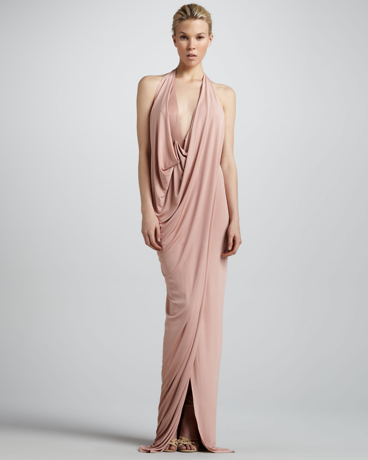 Lyst Donna Karan D Jersey Evening Gown In Natural Gallery