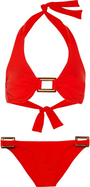 Melissa Odabash Halter Neck Bikini in Red | Lyst